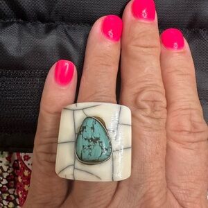 Cream & Turquoise Ring